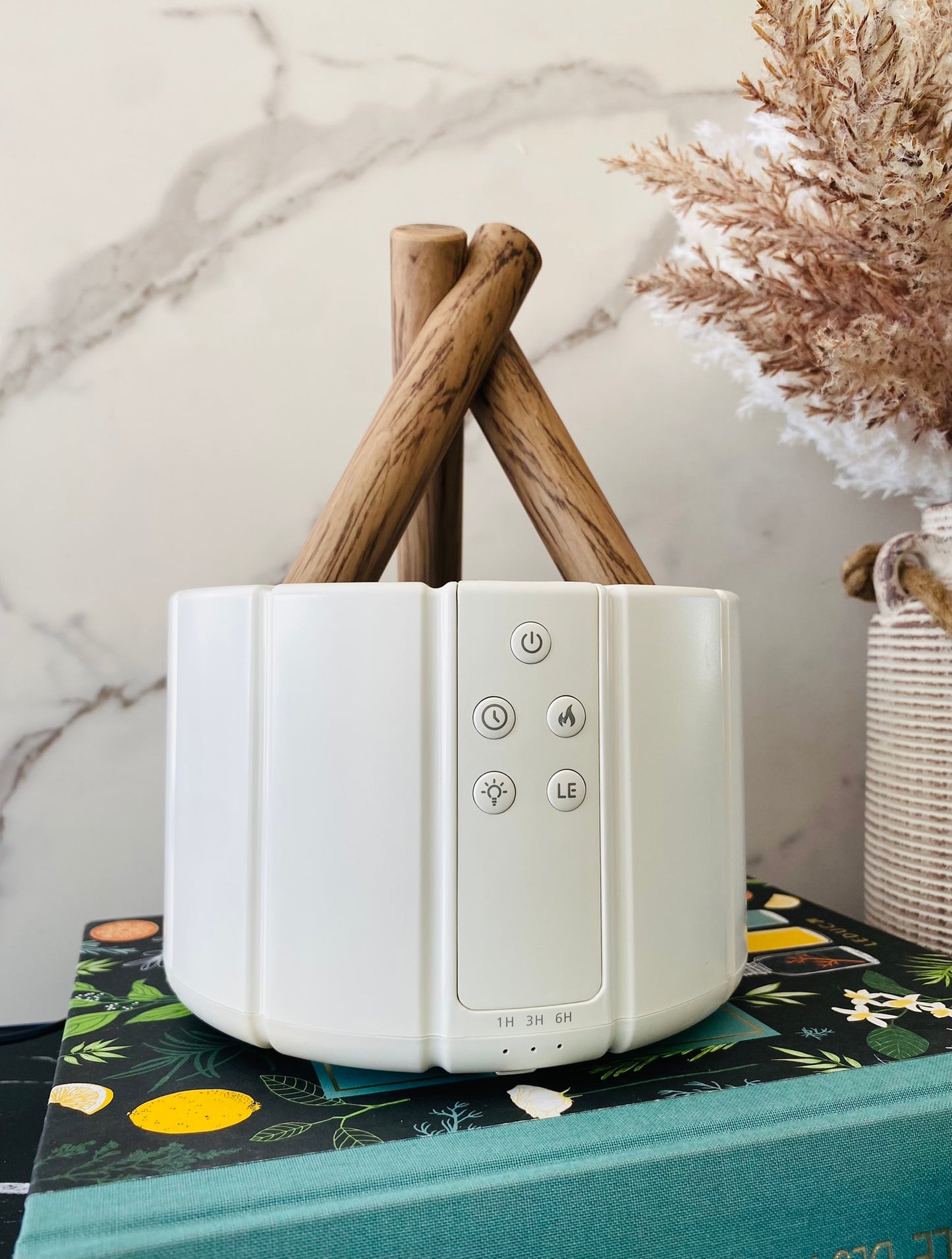 Diffuseur d’huiles essentielles Brasero Blanc effet feu de bois