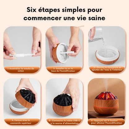Magmara – Humidificateur Volcan & Lumière Ambiante Effet Lave