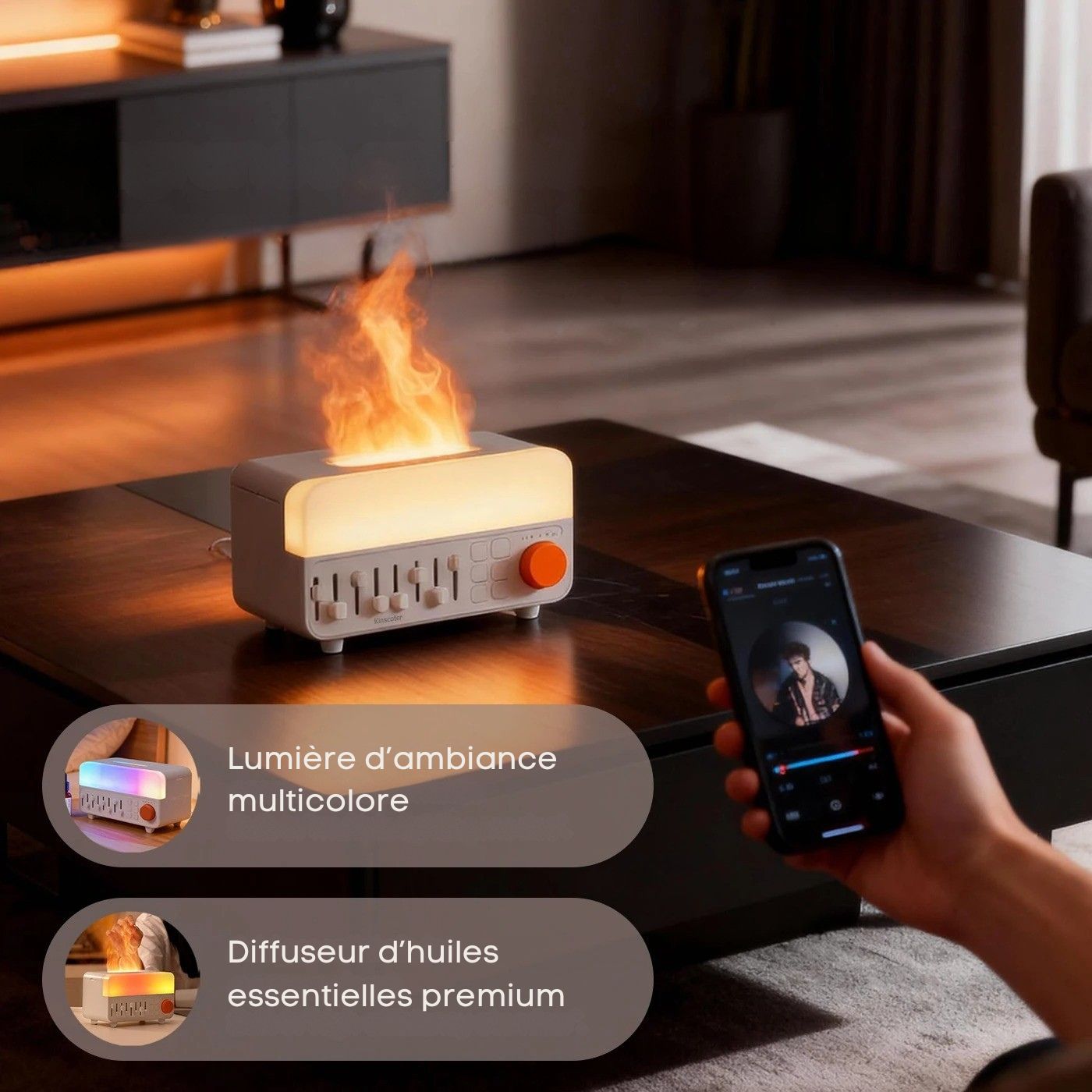 Sonoria™ – Diffuseur d’Huiles Essentielles, Bruit Blanc & Enceinte Bluetooth Relaxante
